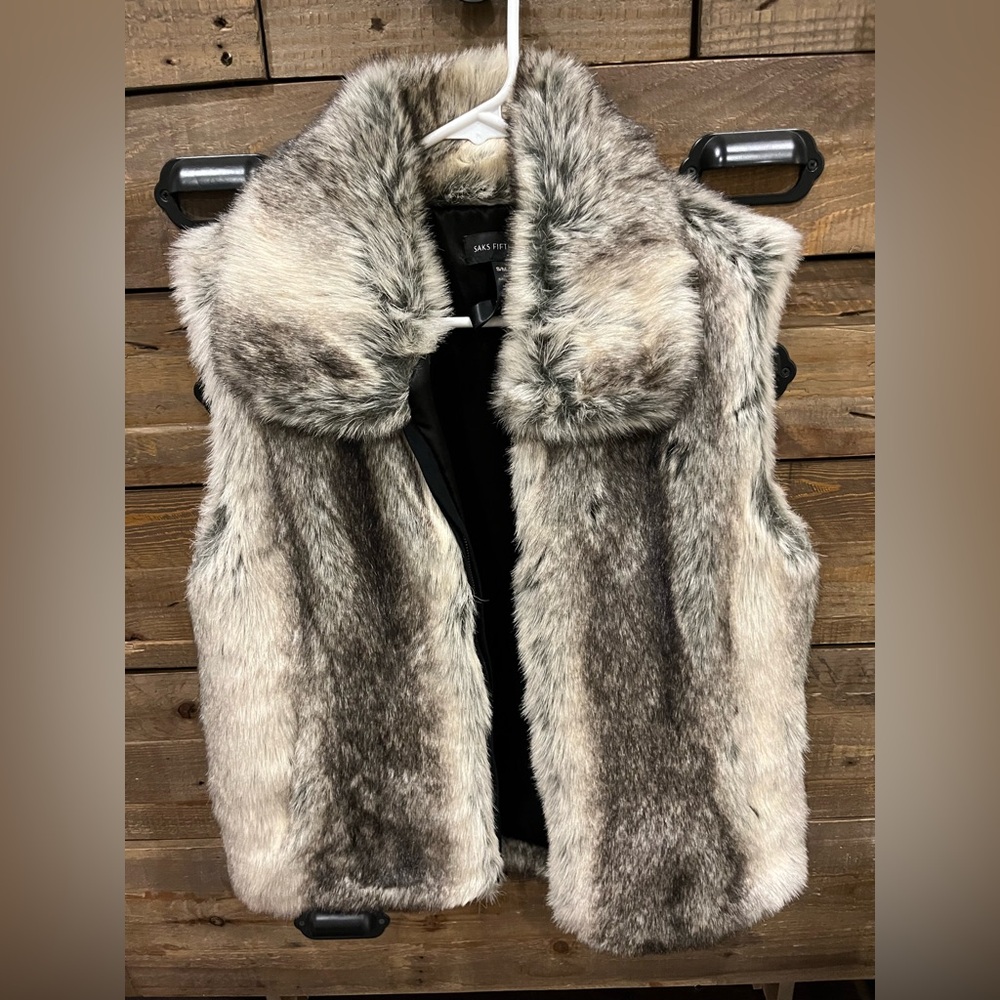Saks Fifth Avenue Faux Fur Vest - Size S